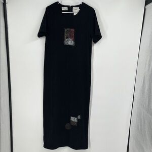 Vintage Country Wear Casuals Black Maxi Dress Size Small